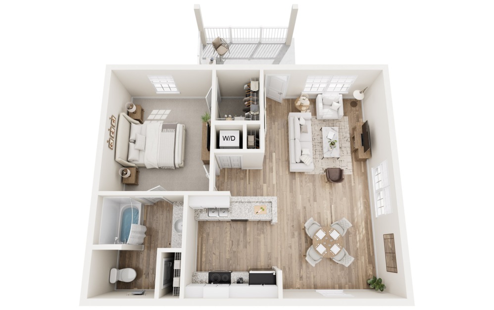 Arlington - 1 bedroom floorplan layout with 1 bathroom and 719 square feet