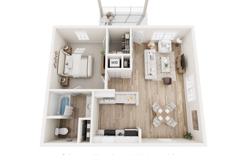 Arlington - 1 bedroom floorplan layout with 1 bathroom and 719 square feet