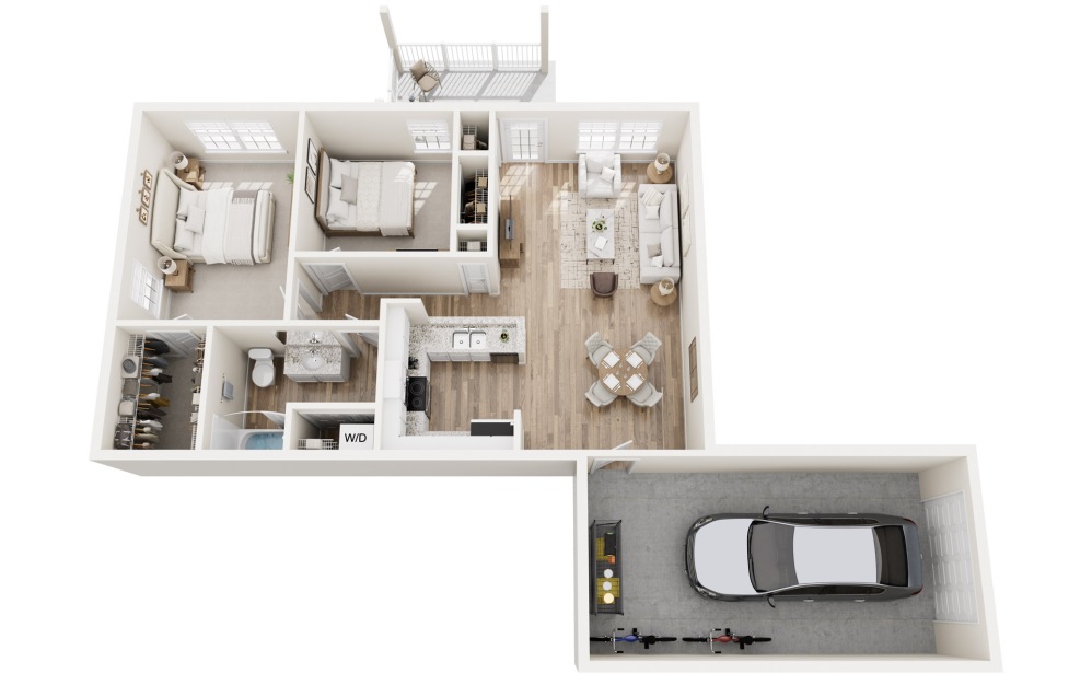 Benjamin-With Flex Space - 1 bedroom floorplan layout with 1 bathroom and 910 square feet