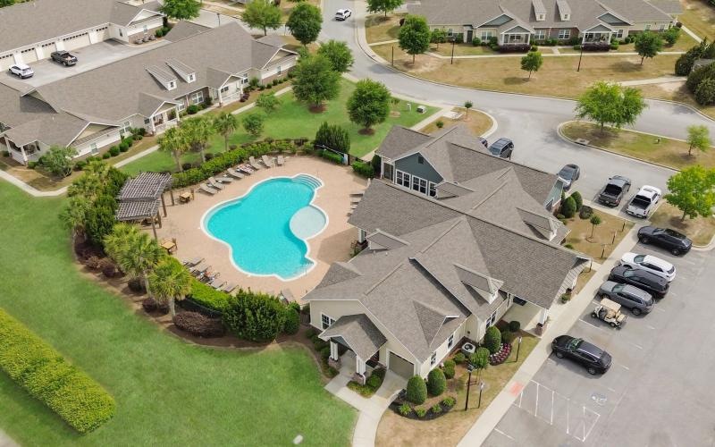a high angle view of a swimming pool